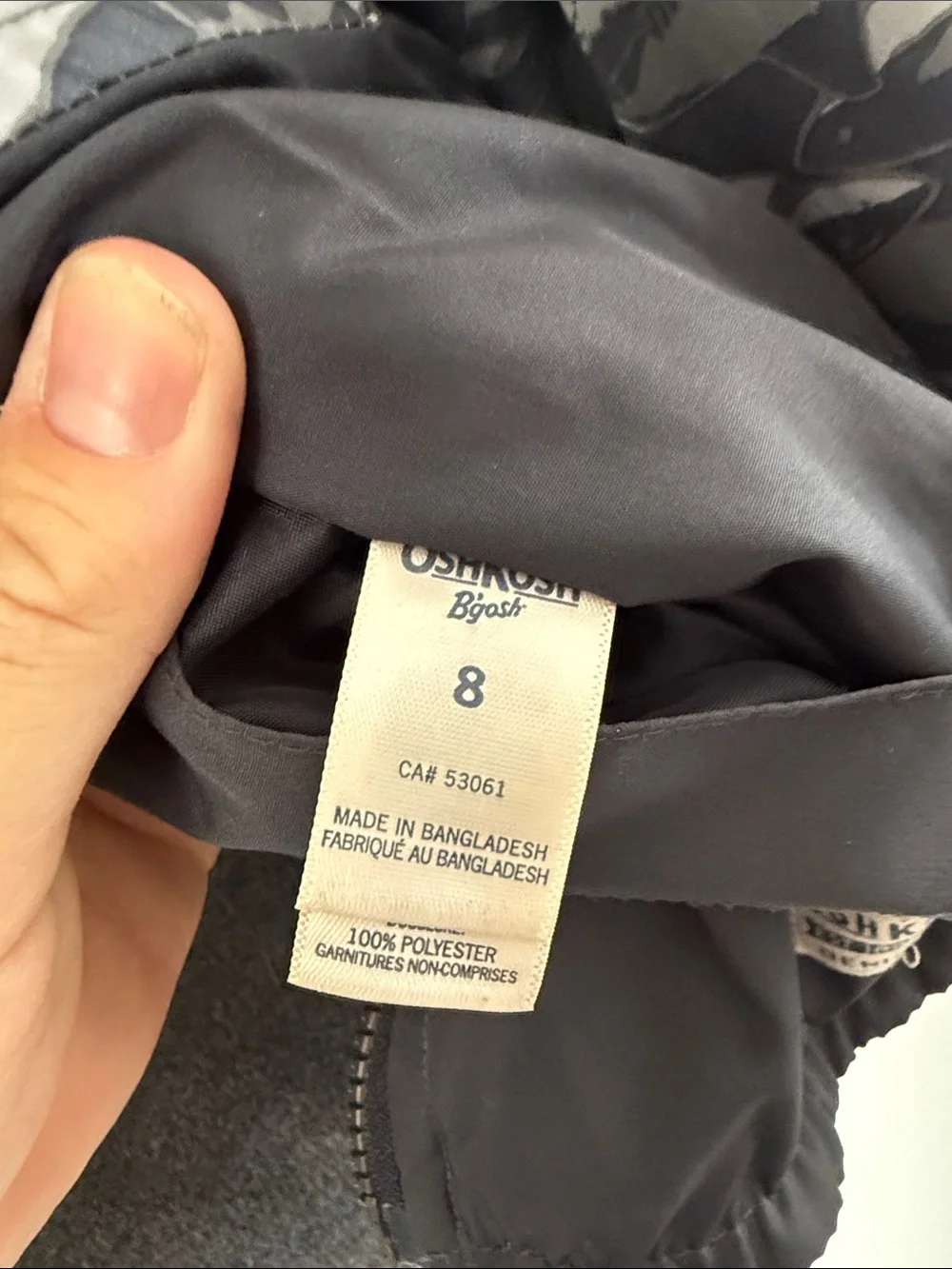OshKosh B'gosh Gray and Black shark Patterned Hooded Jacket - Picture 6 of 6